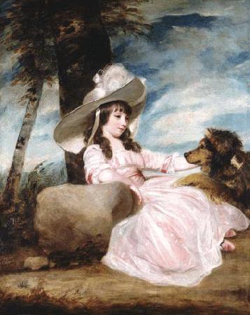 Sir Joshua Reynolds Portrait of Miss Anna Ward with Her Dog France oil painting art